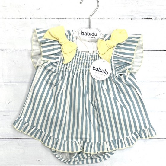 Babidu smock blue and white dress set