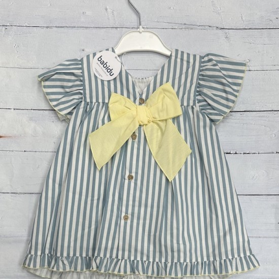 BABIDU SMOCK BLUE AND WHITE OLDER GIRL DRESS 