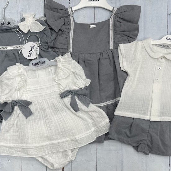 Babidu - white and grey short set