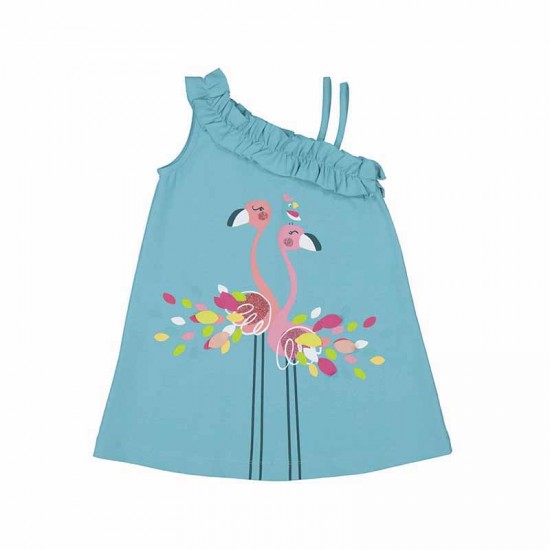 Mayoral turquoise flamingo printed dress