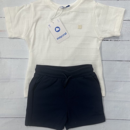 Mayoral white and navy shorts set