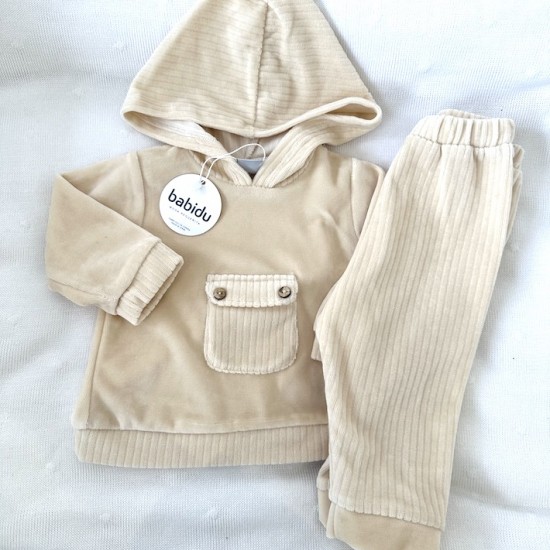 Babidu velour beige tracksuit.