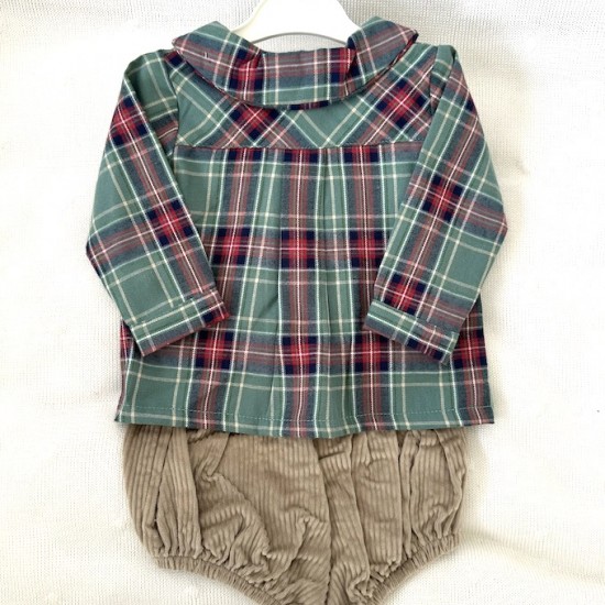 Babidu green tartan jam pant set.