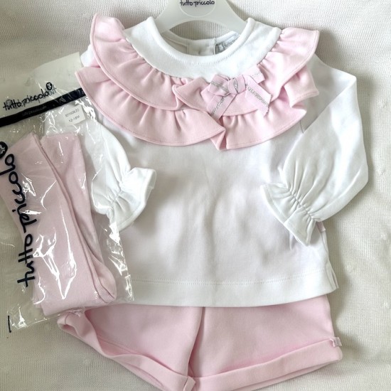 Tutto pink and white short set.