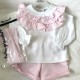 Tutto pink and white short set.