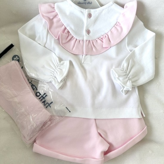 Tutto pink and white short set.