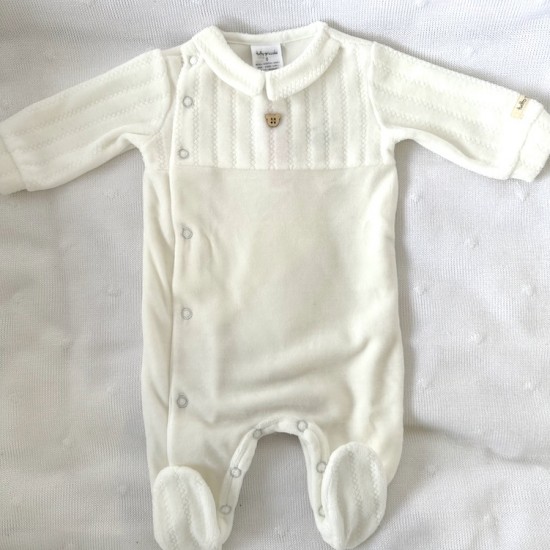 Tutto cream velour babygrow.