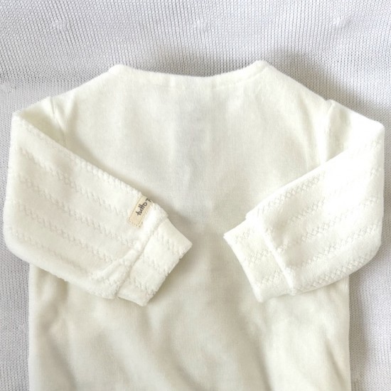 Tutto cream velour babygrow.