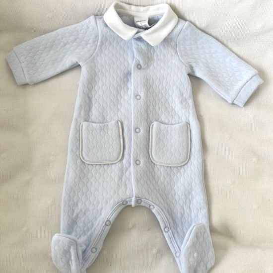 Tutto Blue babygrow with front poppers.