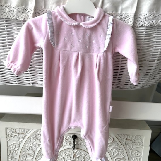 Tutto Pink velour babygrow.