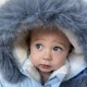 BABY BOY BLUE PUFFER COAT WITH FAUX FUR HOOD