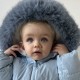 BABY BOY BLUE PUFFER COAT WITH FAUX FUR HOOD