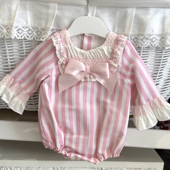 Pink candy stripe romper