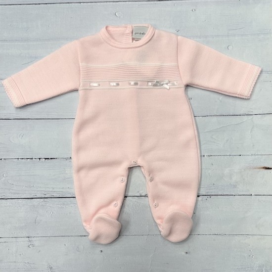 Satin bow knitted onesie