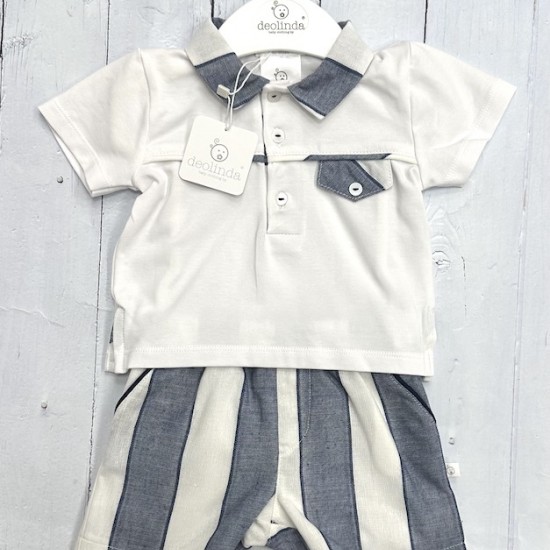 Deolinda  Navy and White Nautical  boy short set