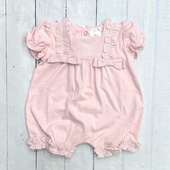 DEOLINDA PINK RUFFLE TRIM ROMPER