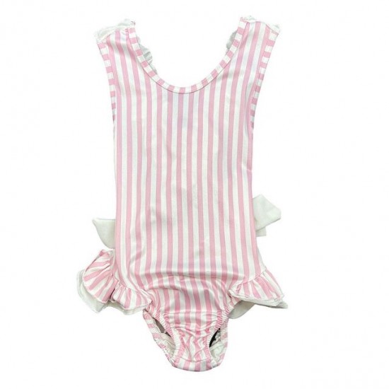 Ruffle pink candy stripe swimwear