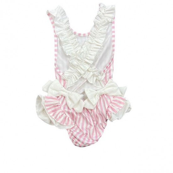 Ruffle pink candy stripe swimwear