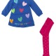 Agatha blue dress with multi coloured hearts