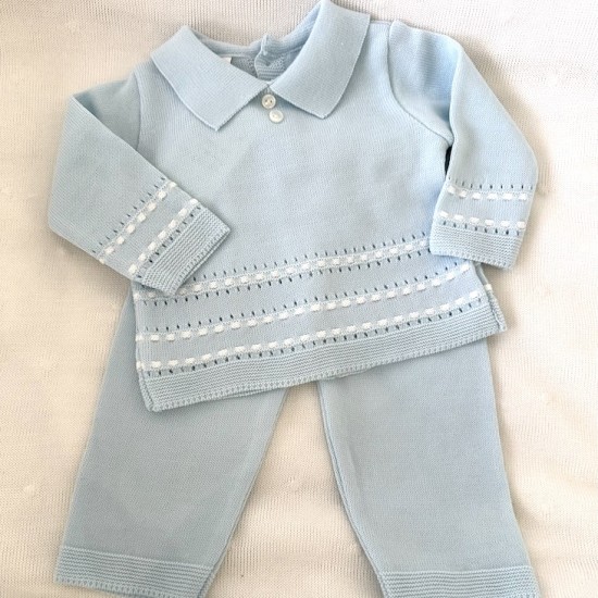 Ls Polo colour blue and white knit 2 piece.