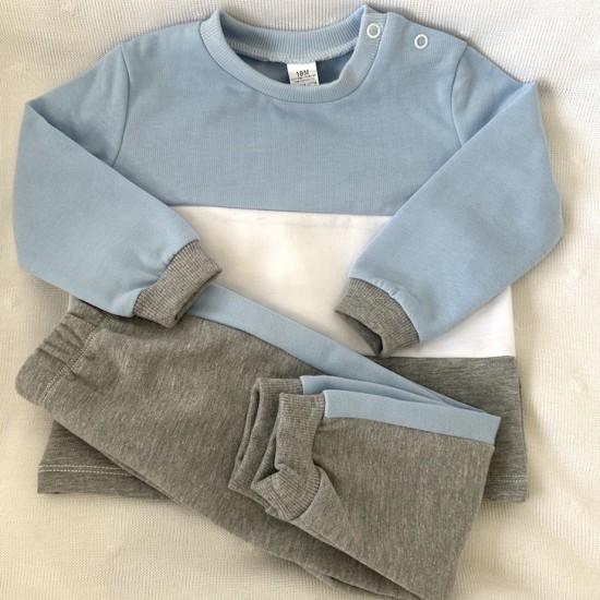 Ls Blue, grey and white contrasting tracksuit