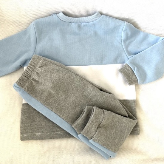 Ls Blue, grey and white contrasting tracksuit