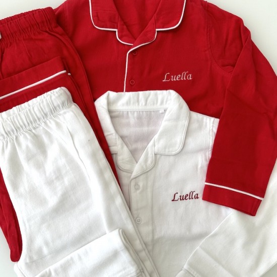 Classic Long Sleeve Pyjama Set in Red and white