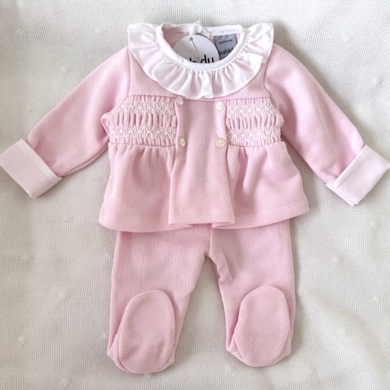 Babidu 2 piece, pink smock set