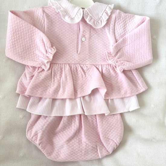 Babidu pink jam pant set with candy stripe detail