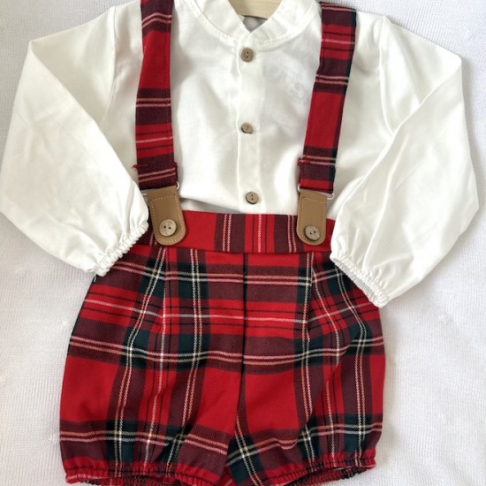 Cala red tartan boy set