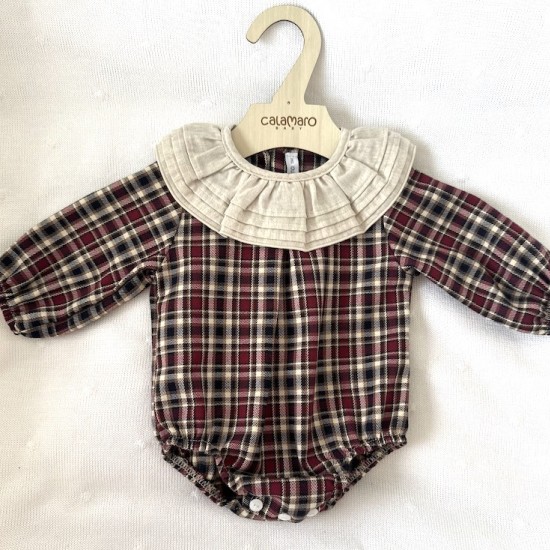 Cala Burgundy tartan romper