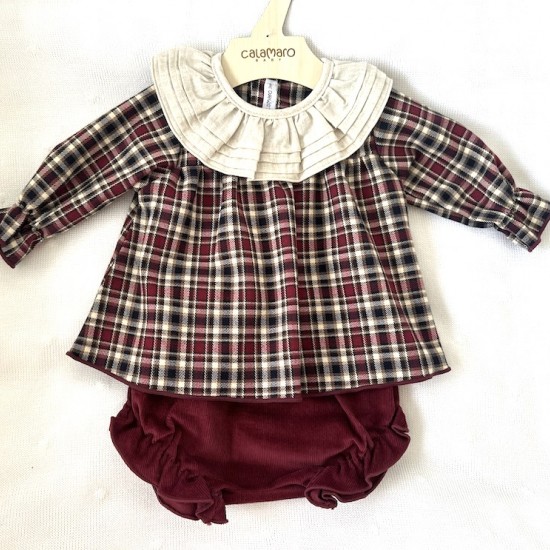 Cala Burgundy tartan jam pant set