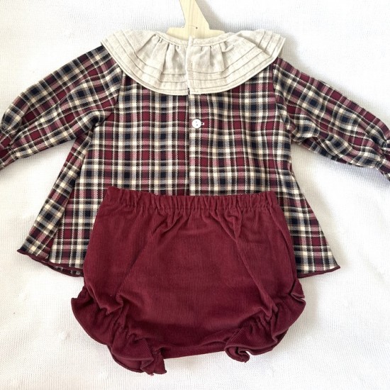 Cala Burgundy tartan jam pant set