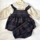 Cala Navy Tartan  pinafore dress