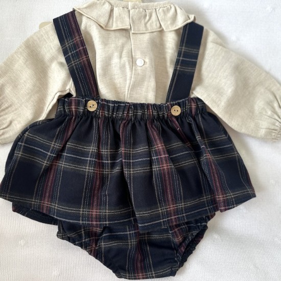 Cala Navy Tartan  pinafore dress