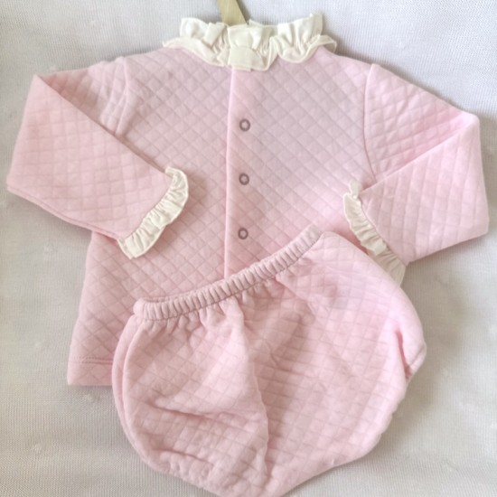 -Cala Baby pink quilted jam pant suit