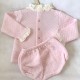 -Cala Baby pink quilted jam pant suit