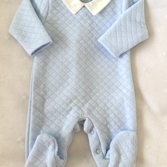 Cala Baby blue quilted babygrow