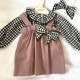 cala checked dusky rose dress