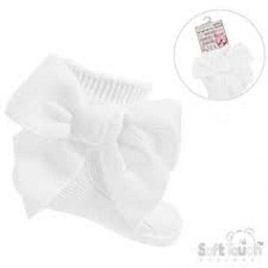 white velvet bow ankle sock